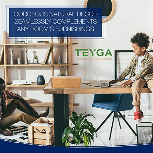 TEYGA Bamboo Cable Management Box - Stylish Cord Organizer Box Hides Power Strip and Keeps Cords Untangled - Surge Protector Cover Keeps Children Safe - TV Cord Box for Home and Office - Thumbnail 6