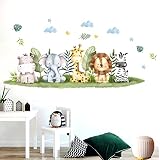 Jungle Animals Wall Decals for Kids Room, Giraffe Tiger Zebra Elephant Wall Stickers for Kids Room L
