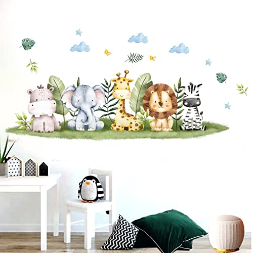 Jungle Animals Wall Decals For Kids Room, Giraffe Tiger Zebra Elephant Wall Stickers For Kids Room Living Room Bedroom Home Decorations Nursery Wall Decor (Style B) #TOP4