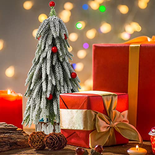 CCINEE Mini árvore de Natal de 30,5 cm, árvore de Natal artificial de mesa com base de madeira, baga