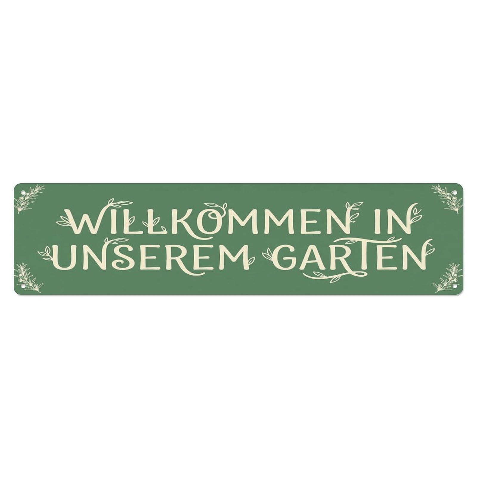 Odgynaw 4X16inch(10X40cm) Vintage Welcome To Our Garden Rosemary Green Metal Tin Sign