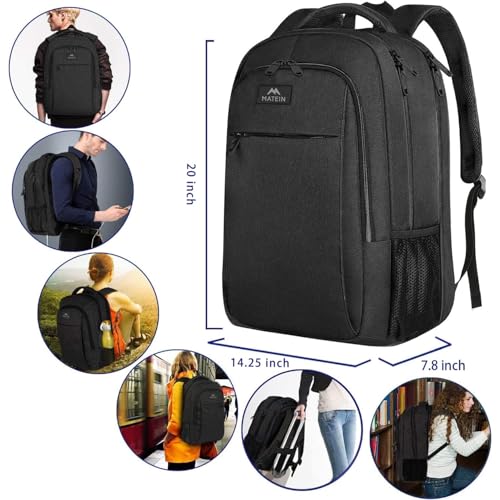 Image of MATEIN Extra Large Travel Backpack, TSA Friendly 18.4 Inch Laptop Backpack with USB Charging Port, Anti Theft Flight Approved Business Work College Computer Big Bag for Women Men, Black