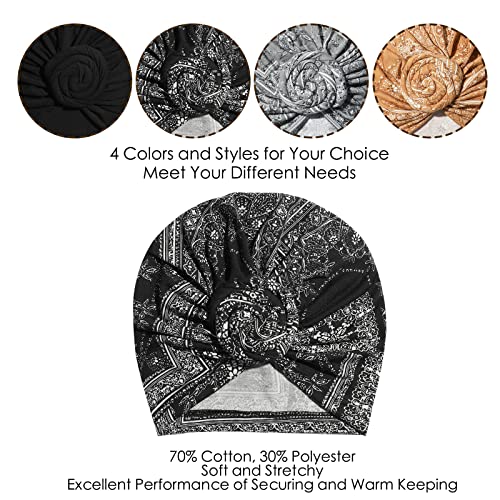 Image of KYNARI Turban Head Wraps for Women, Pretied Stretch Bonnet Hair Wrap | African Knot Turban Hats Pre Twist Headwear Soft Head Scarf Elastic and Breathable Head Covering Cancer Caps for Black Women