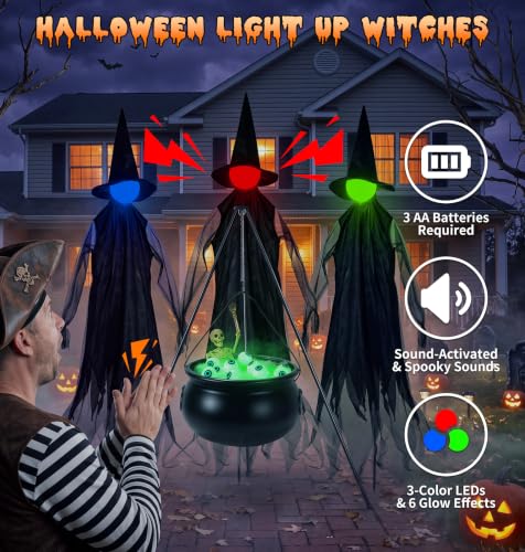 Halloween Witches Outdoor, 4.2 FT Set of 3 Witches Holding Hands - image 2