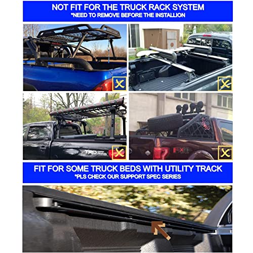 Inexrud Fiberglass Plastic Hard Quad Fold 6'1" / 73" Truck Bed Cover Compatible For 2005-2023 Frontier Tonneau Cover | Fit For Factory Utility Track #TOP7