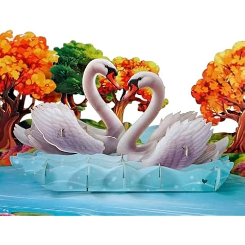CUTPOPUP 3D Swan Couple Valentines Card Cover