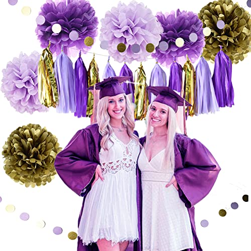 Qian's Party Graduation Decorations 2023 Purple Gold Isu Birthday Decorations Women Purple Gold Bridal Shower Decorations Glitter Gold Purple Wedding Decor Purple Gold Bridal Shower Decorations #TOP1