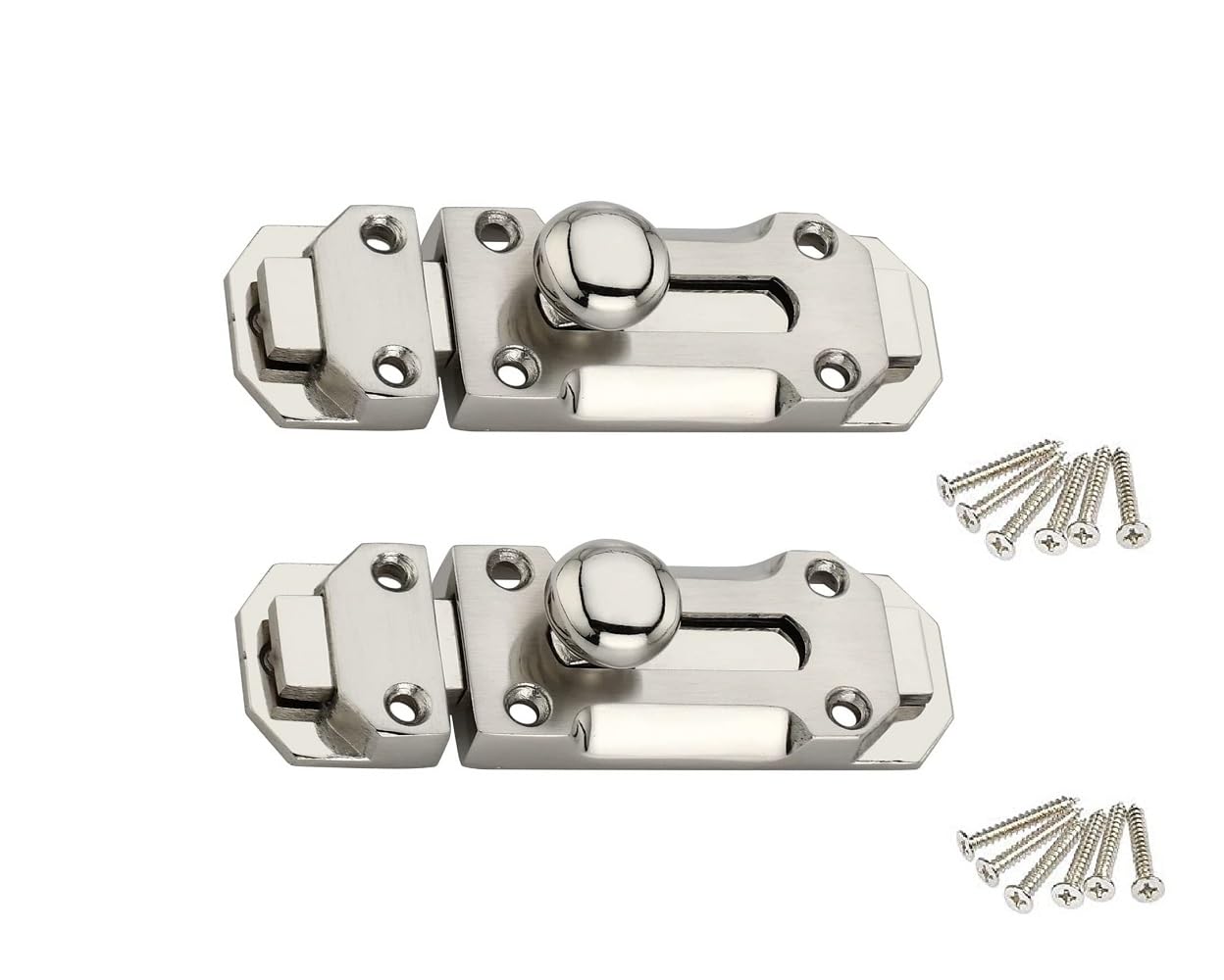 2pcs Zinc Long Door Latch - Bathroom Latch - Tower Bolt 4'' (Set of Two)