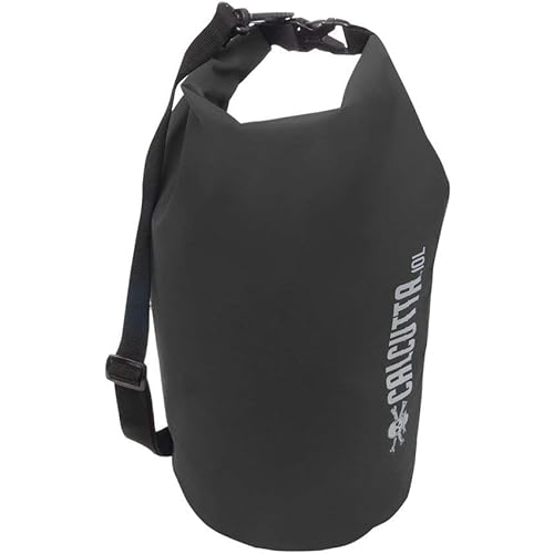 Calcutta Outdoors Waterproof Dry Bag, 10 Liter, Black – Lightweight Roll Top Gear, Adjustable Shoulder Strap for Kayaking, Fishing, Beach, Canoe, Swimming, Boating, Camping