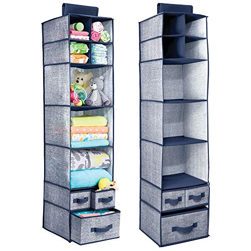 mDesign Soft Fabric Over Closet Rod Hanging Storage Organizer with 7 Shelves