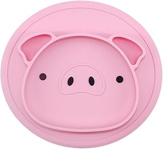 Toyvian 1 Peça Prato De Silicone Para Bebê Prato Infantil Bandejas Para Comida Bandeja De Silicone Prato De Desenho Animado Prato Para Comer Crianças Prato De Servir Comida Partição Rosa