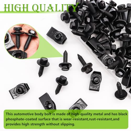 mxuteuk 50pcs 14 u-nut clips amp hex head automotive body fender bolts kitfor most cars fenderengine undertray cover engine cover amp bumper fender liner