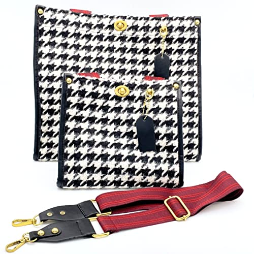 Wool Houndstooth Plaid Adjustable Tote Handbag For Women (Small) #TOP5
