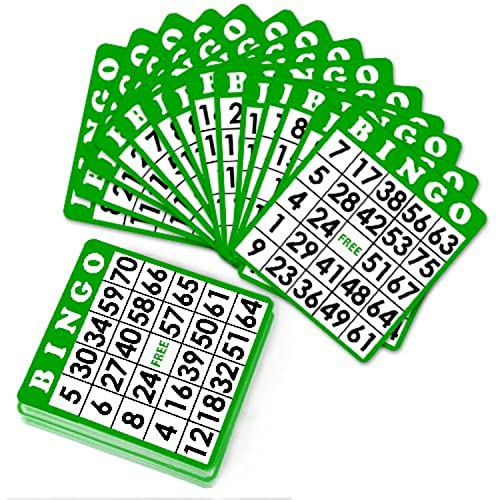100-Pack Green Reusable Bingo Cards With Unique Numbers For 100 Players - Family Bingo Game Accessories - Use With Clear Chips #TOP1