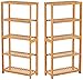 Produktbild DICTAC Regal Bambus 2er Set Badezimmerregal Badregal Standregal Küchenregal Flur Aufbewahrung Regal Bambus Bücherregal Blumenständer mit 5 Ablagen DIY Mehrere Kombinationen (5 fächer 2set)