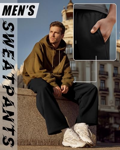Image of 5 Pack Men's Lightweight Baggy Sweatpants Straight Leg Open Bottom Drawstring Pants with 3 Pockets
