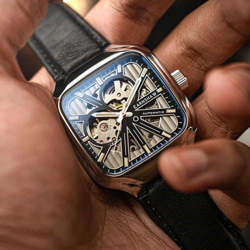 thomas earnshaw men39s 40mm engineer paxton skeleton automatic watch with leather strap es-8294