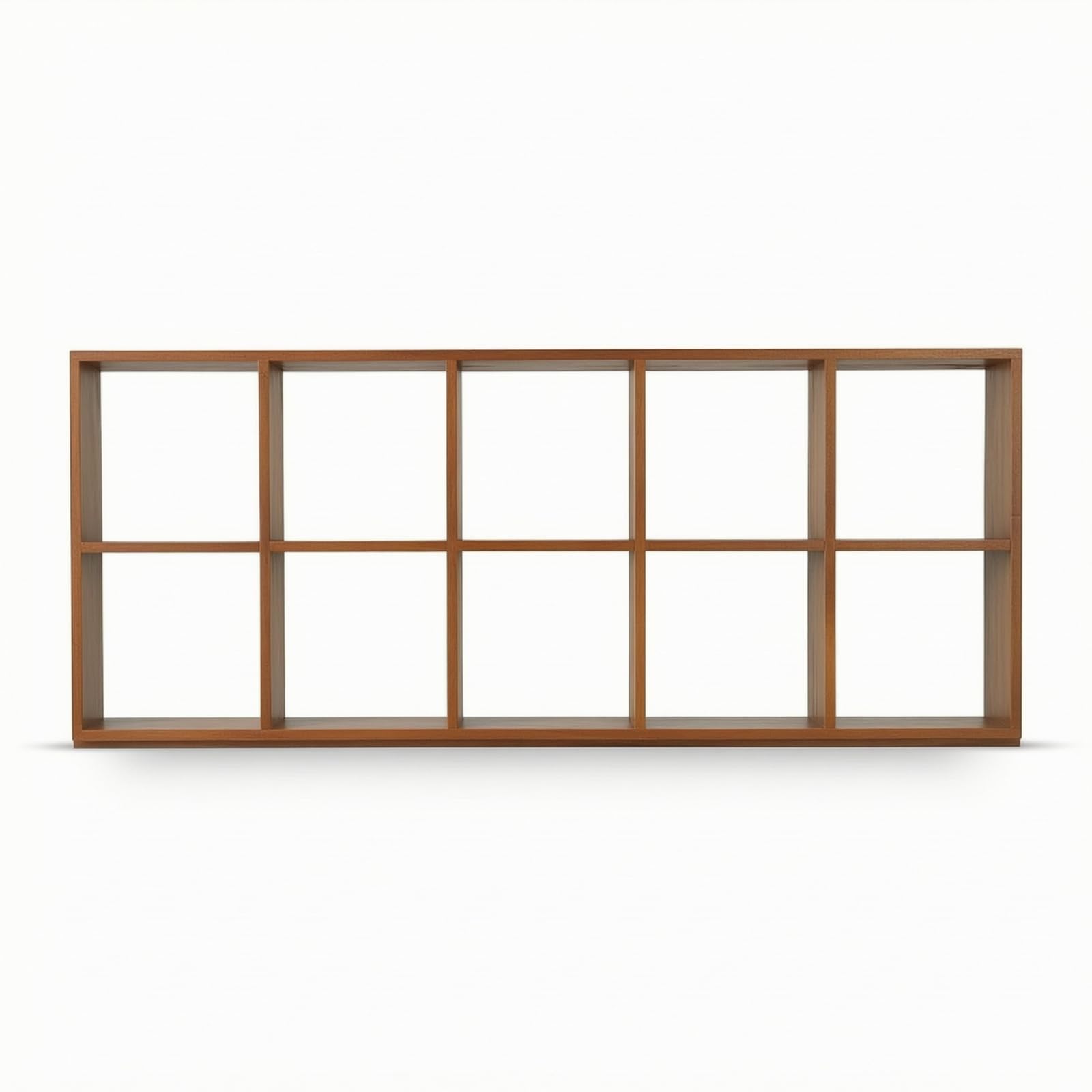 Gralara Scaffale a Parete con Rustico Scaffale in Legno con Salvaspazio Espositore Griglia per Collezionisti, Grande, Dieci Scomparti Senza Pannello Posteriore
