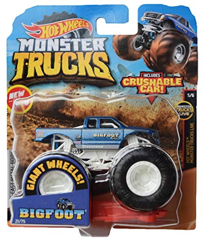 Hot Wheels Monster Trucks Bigfoot 1:64 Azul con jaula blanca miniatura 1