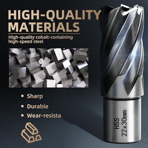 ITSOGOO Ø 16 mm HSS Kernbohrer mit 19 mm Weldonschaft,30 mm Schnitttiefe Kobalthaltiger Schnellarbeitsstahl Kernbohrer für Magnetbohrmaschinen,Fräsmaschine