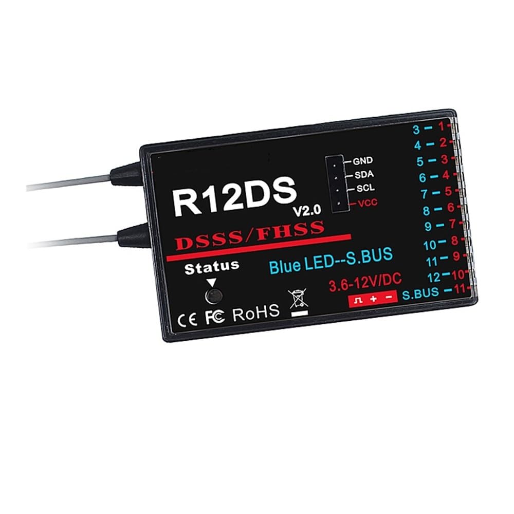 Ricevitore RC a 12 canali R12DS da 2,4 Supporto SBUS PWM DSSS e FHSS adatto for AT9 AT9S Pro AT10 AT10II FPV Drone