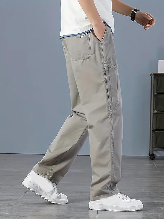 Image of Men Cargo Pants 100% Cotton | Relaxed Fit Utility Cargos for Men with 6 Pockets | Breathable Durable Fabric | Casual Streetwear Travel & Outdoor Pants