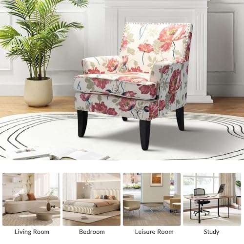 HULALA-HOME-Akorda-French-Country-Arm-Chair-with-Nailhead-Trim-and-Wood-Legs-by-Accent-Chairs-RED-and-Yellow-Floral-French-Country-Shabby-Chic HULALA HOME Akorda French Country Arm Chair with Nailhead Trim and Wood Legs by Accent Chairs RED and Yellow Floral French Country Shabby Chic