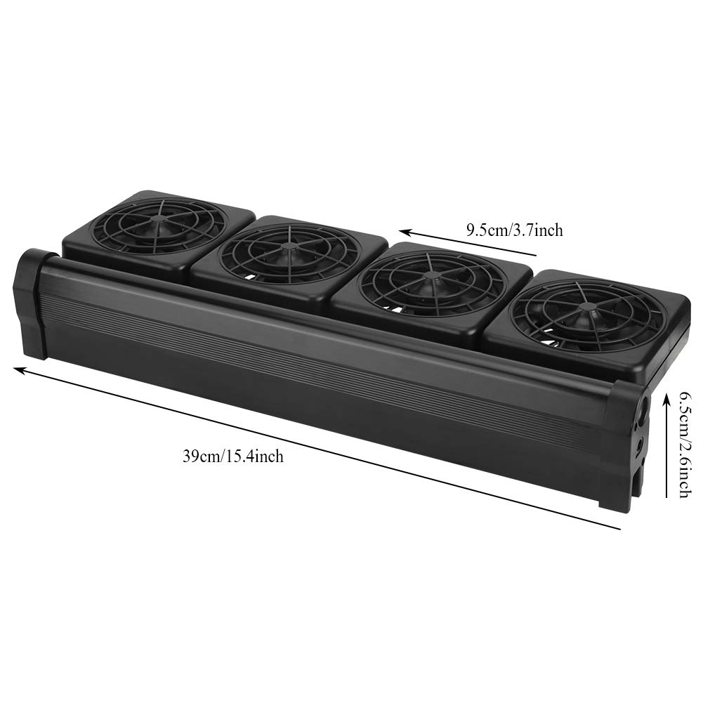 Rengue 4-Kopf-Aquarium-Kühlventilator mit um 100 Grad Drehbarem Hang-On-Design für Aquarien, Einstellbare Geschwindigkeit, Leiser Betrieb Reduziert die Wassertemperatur um 3–4 °C (EU-Stecker)