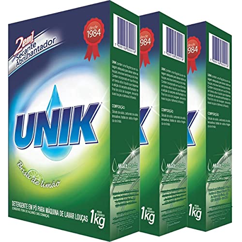Kit 3 Detergente em Pó para Máquina de Lavar Louça 1Kg Unik 2 Em 1