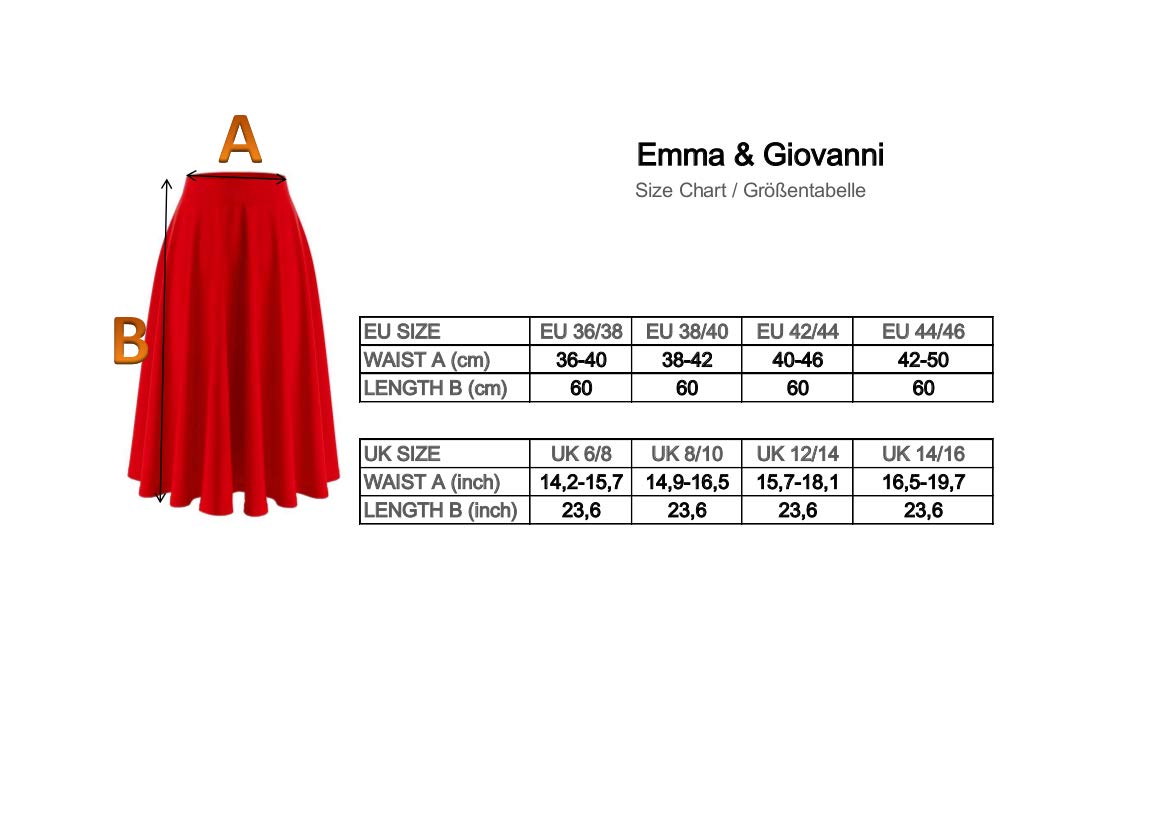 Emma & Giovanni - Jupe Midi Evasée (Taille 36 à 46) - Femme