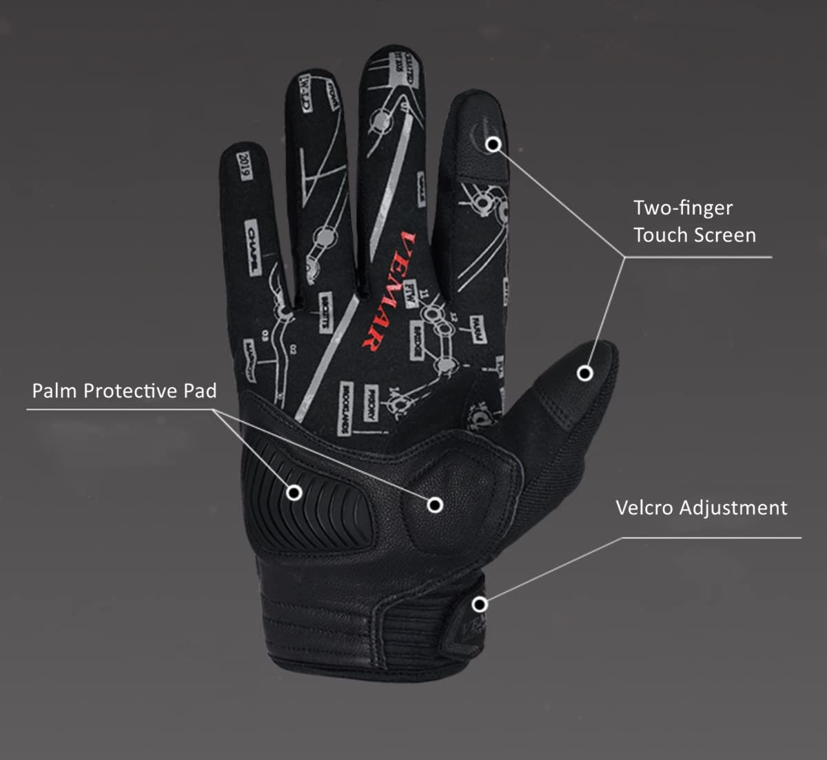 EXCEREY Skull Ghost Touchscreen Compatible Riding MTB Bike Gloves for Running Climbing Riding Biking Outdoor Sports, Gift for Men Women(Black, Size M)