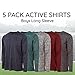 Essential Elements Boys Active Shirt - Quick-Dry Athletic Workout Training Stretch Crew Neck Long Sleeve Top 5 Pack