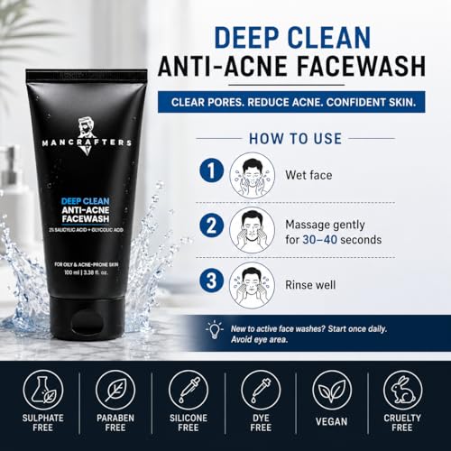 Mancrafters Deep Clean Anti-Acne Face Wash 100 ml - Image 7