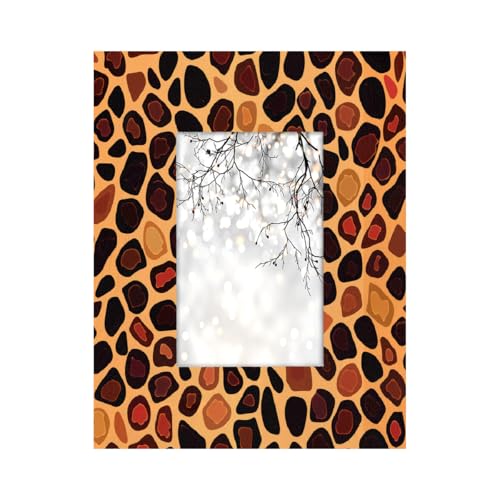 Mexpekil Marcos de 15 x 10 cm para colgar en la pared y mesa, marco de fotos de madera de piel de jirafa, marco de fotos de madera para decoración del hogar, regalo