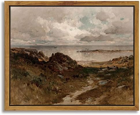 InSimSea Framed Canvas Wall Art Vintage Decor, Seaside Path Wilde...