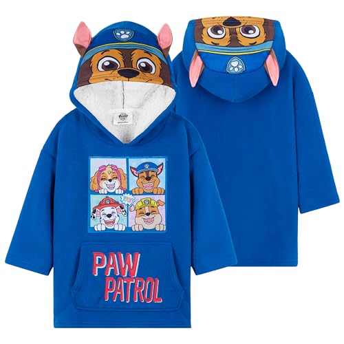Paw Patrol Fleece Blanket Hoodie for Kids - One Size 3-6 Years Kids Oversized Hoodie Sherpa-Lined - Gifts for Boys Blue3