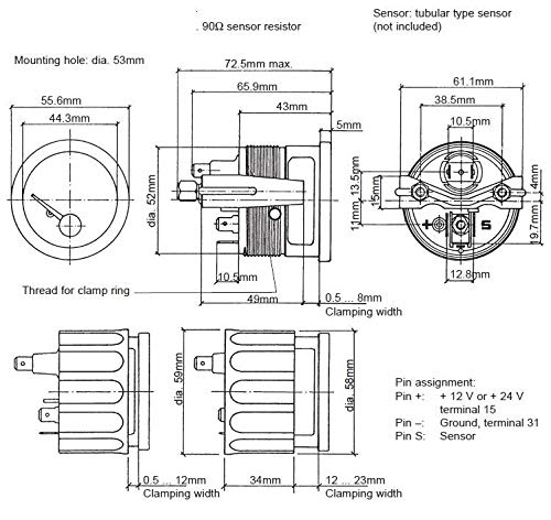 Témoin de pression interne VDO 350-040-003G pour tableau de bord - 2