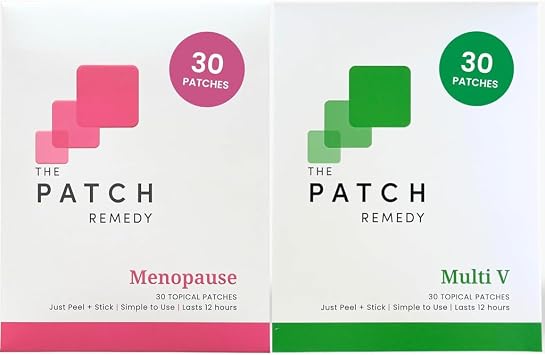 The Patch Remedy Menopause & Multi V Patch Kit 60 Patches Patches with Black Cohosh, Damiana, Ginger, Vitamin D3, K2, Zinc, Magnesium, Biotin, B-Complex, Liposomal C & More