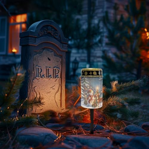 Image of Christmas Cemetery Solar Lights Flameless Candle, 2 Pack
