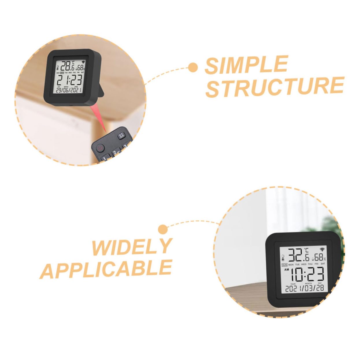 Hemobllo Monitor di Temperatura e Umidità Digitale Termometro Display Lcd Piccolo Misuratore di Temperatura per Interni Igrometro Digitale per Ambienti Domestici Strumento di Misurazione US