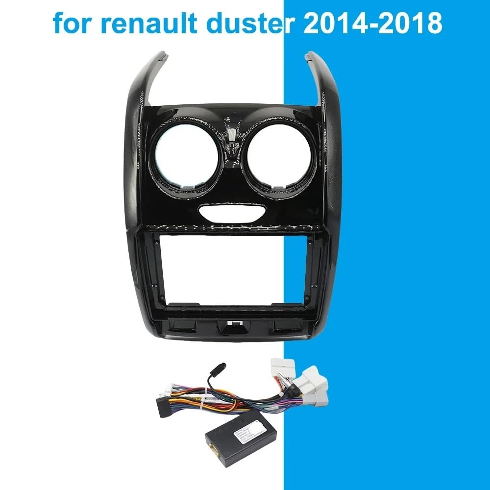 Cadre Façade Cache-Radio Cadre d'autoradio 9 Pouces Compatible avec Renault Duster 2014-2018, façade multimédia de Voiture | Frame Cable Canbus