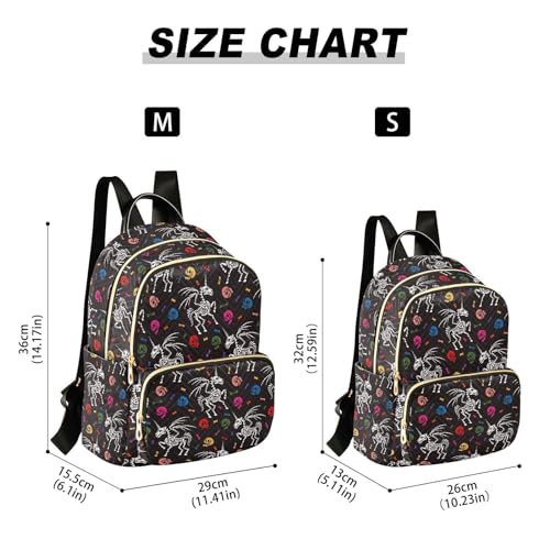 Image of Mini Backpack Gothic Unicorn Skeleton Skull Fashion Backpack Purse for Women,Handbag Shoulder Bag Casual Daypack, Ladies Gift for College Work(S)