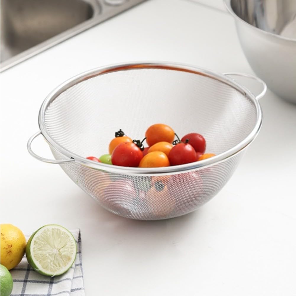 Tamiz de acero inoxidable 304 con base estable para drenaje de arroz de frutas y verduras