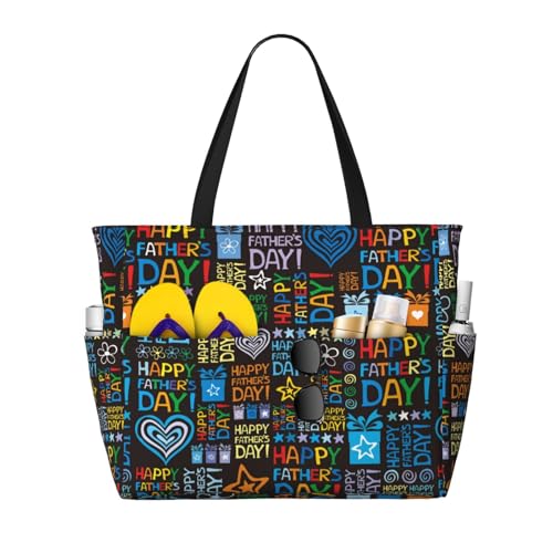 Happy Father Day Print Beach Pool Bags Tote For Women Ladies Large Gym Tote Carry On Bag For Weekender Travel Waterproof