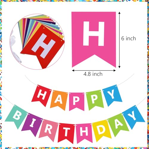 Image of Fecedy Colorful Happy Birthday Banner Bunting Pre-Strung No DIY for Birthday Party Decorations (Multi)