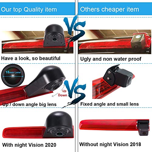 18 mm Lens Reversing Camera + 7 Inch TFT LCD Screen Monitor Brake Light Car Roof Reversing Camera Replacement for T5 Multivan T6 Caravelle Tailgate High Roof 3rd Brake Light - Image 3
