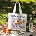 Yomisex Tomato Canvas Tote Bag, Italian Martini Tomato Themed Gifts Tote Bag for Women, Mediterranean Summer Italia Farmers Market Reusable Shopping Grocery Bags