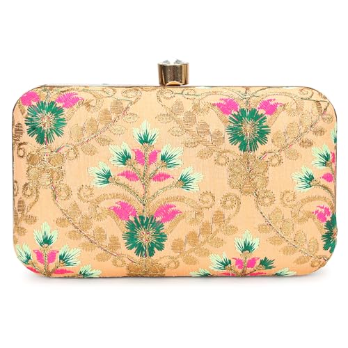 Image of LONGING TO BUY Hand Crafted Designer Box Clutch - Zari Embroidery For Women