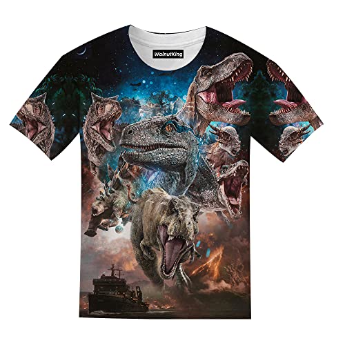 Boy Girls 3D Print Graphic Tees Funny Monsters Dinosaurs T-Rex Short Sleeve T Shirts for Youth Boys Girls 4-14 Years4