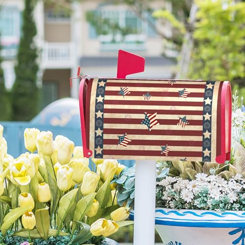 Image of American Flag Mailbox Covers Magnetic Standard Size 18 X 21 Inch 4th of July Independence Day Patriotic Magnetic Mailbox Cover Wraps Post Box Cover Decoration Outdoor Garden Home Yard Outside